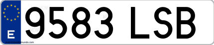 Ejemplo de matrícula de coche ordinaria 9583 LSB