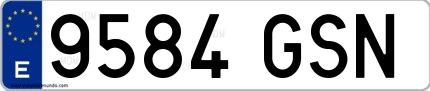 Ejemplo de matrícula española 9584 GSN