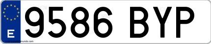 Ejemplo de matrícula española 9586 BYP