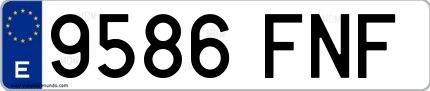 Ejemplo de matrícula española 9586 FNF
