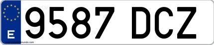 Ejemplo de matrícula española 9587 DCZ