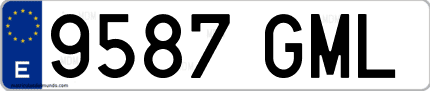 Ejemplo de matrícula de coche ordinaria 9587 GML