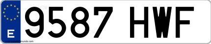 Ejemplo de matrícula española 9587 HWF