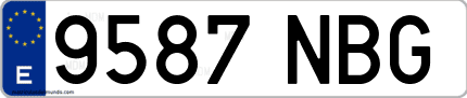 Ejemplo de matrícula de coche ordinaria 9587 NBG