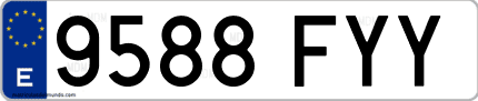 Ejemplo de matrícula de coche ordinaria 9588 FYY