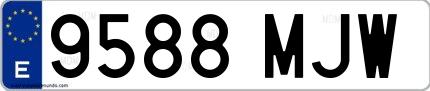 Ejemplo de matrícula española 9588 MJW