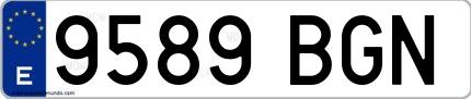 Ejemplo de matrícula española 9589 BGN