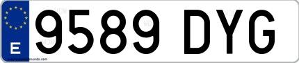 Ejemplo de matrícula española 9589 DYG