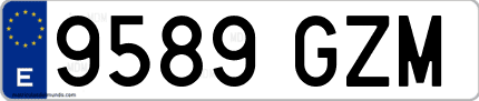 Ejemplo de matrícula de coche ordinaria 9589 GZM