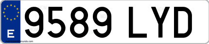Ejemplo de matrícula de coche ordinaria 9589 LYD