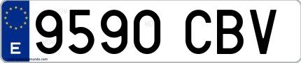 Ejemplo de matrícula española 9590 CBV