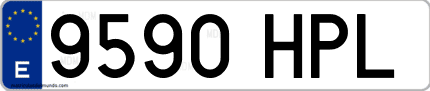 Ejemplo de matrícula de coche ordinaria 9590 HPL