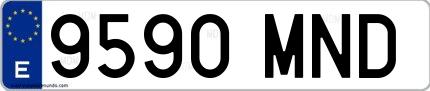 Ejemplo de matrícula española 9590 MND