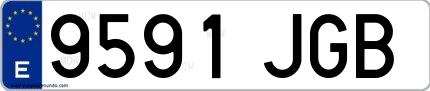 Ejemplo de matrícula española 9591 JGB