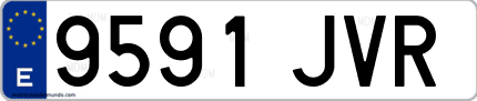 Ejemplo de matrícula de coche ordinaria 9591 JVR