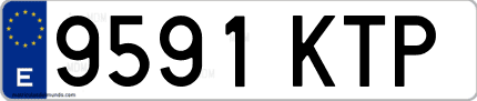 Ejemplo de matrícula de coche ordinaria 9591 KTP