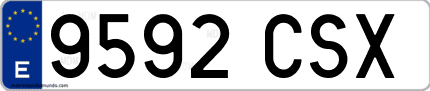 Ejemplo de matrícula de coche ordinaria 9592 CSX