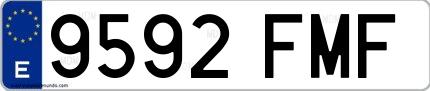Ejemplo de matrícula española 9592 FMF