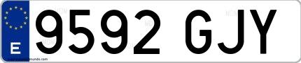 Ejemplo de matrícula española 9592 GJY