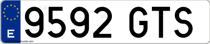 Ejemplo de matrícula de coche ordinaria 9592 GTS