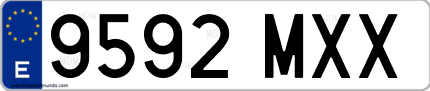 Ejemplo de matrícula de coche ordinaria 9592 MXX