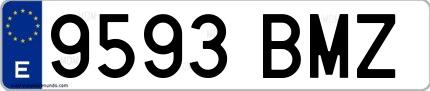 Ejemplo de matrícula española 9593 BMZ