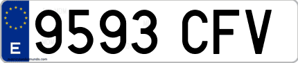 Ejemplo de matrícula de coche ordinaria 9593 CFV