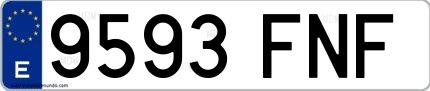 Ejemplo de matrícula española 9593 FNF