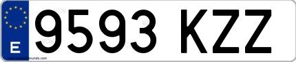 Ejemplo de matrícula española 9593 KZZ