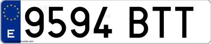 Ejemplo de matrícula española 9594 BTT
