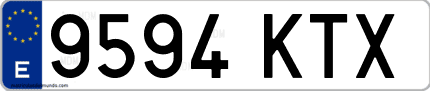 Ejemplo de matrícula de coche ordinaria 9594 KTX