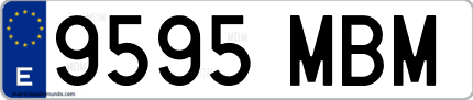 Ejemplo de matrícula de coche ordinaria 9595 MBM