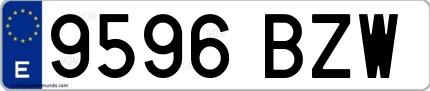 Ejemplo de matrícula española 9596 BZW