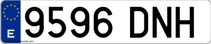 Ejemplo de matrícula española 9596 DNH