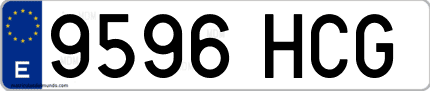 Ejemplo de matrícula de coche ordinaria 9596 HCG