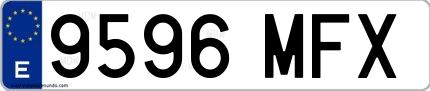 Ejemplo de matrícula española 9596 MFX