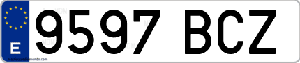 Ejemplo de matrícula de coche ordinaria 9597 BCZ