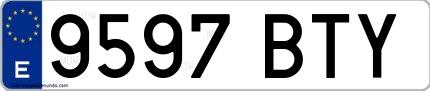 Ejemplo de matrícula española 9597 BTY
