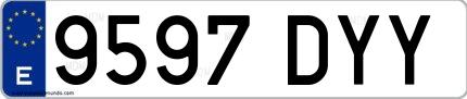 Ejemplo de matrícula española 9597 DYY