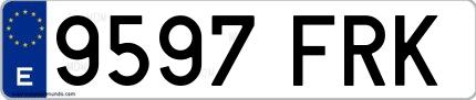 Ejemplo de matrícula española 9597 FRK
