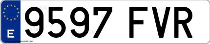 Ejemplo de matrícula española 9597 FVR