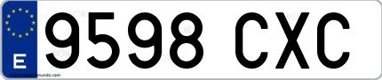 Ejemplo de matrícula española 9598 CXC