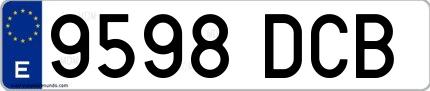 Ejemplo de matrícula española 9598 DCB