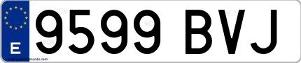 Ejemplo de matrícula española 9599 BVJ