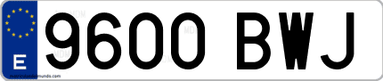 Ejemplo de matrícula de coche ordinaria 9600 BWJ