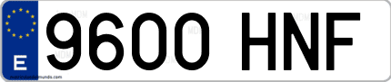 Ejemplo de matrícula de coche ordinaria 9600 HNF