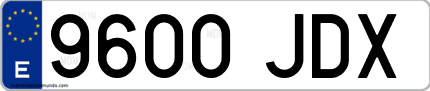 Ejemplo de matrícula de coche ordinaria 9600 JDX