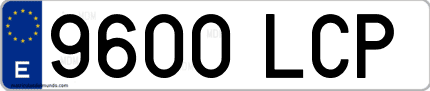 Ejemplo de matrícula de coche ordinaria 9600 LCP