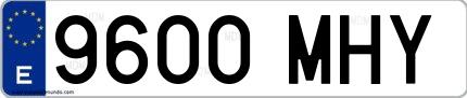 Ejemplo de matrícula española 9600 MHY
