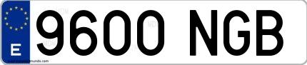 Ejemplo de matrícula española 9600 NGB